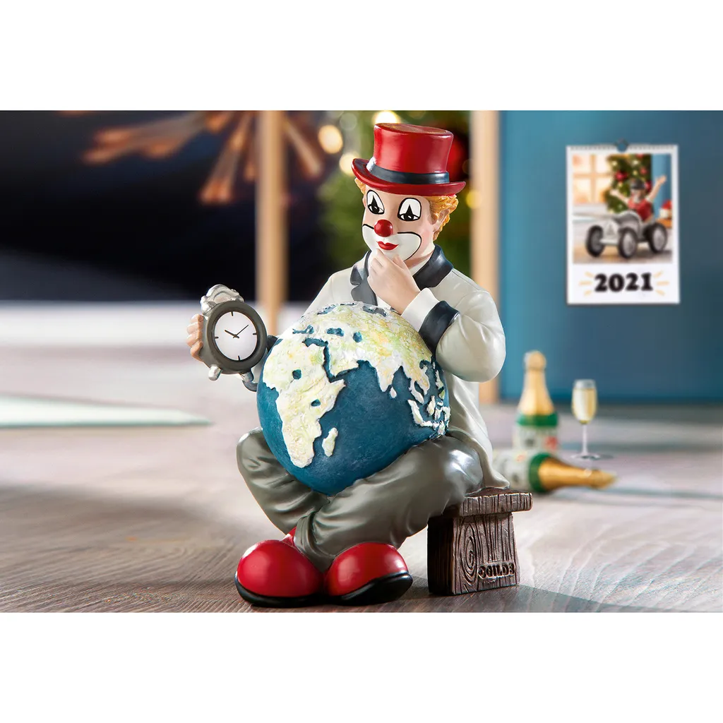 Figurine clown multicolore Gilde 11cm en résine de haute qualité