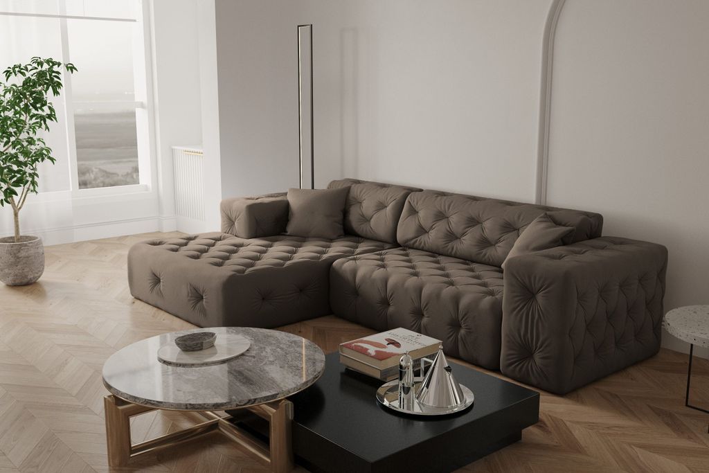 Kaiser Möbel Ecksofa Wohnzimmer CLOUD stilvol viele farben Eckcouch Ebenholz Links