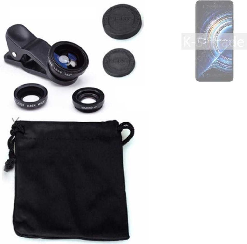 K-S-Trade Smartphone Kamera Linsen Set Kompatibel mit Xiaomi Redmi K50 3in1 Clip-On Kamera Adapter Macro Weitwinkel FishEye Fischauge Objektiv Linse