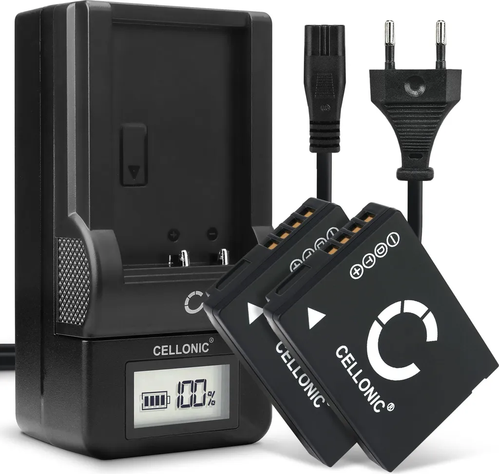 Panasonic Lumix TZ8 ZS7: Kit 2 Batterie Ricambio e Caricabatterie