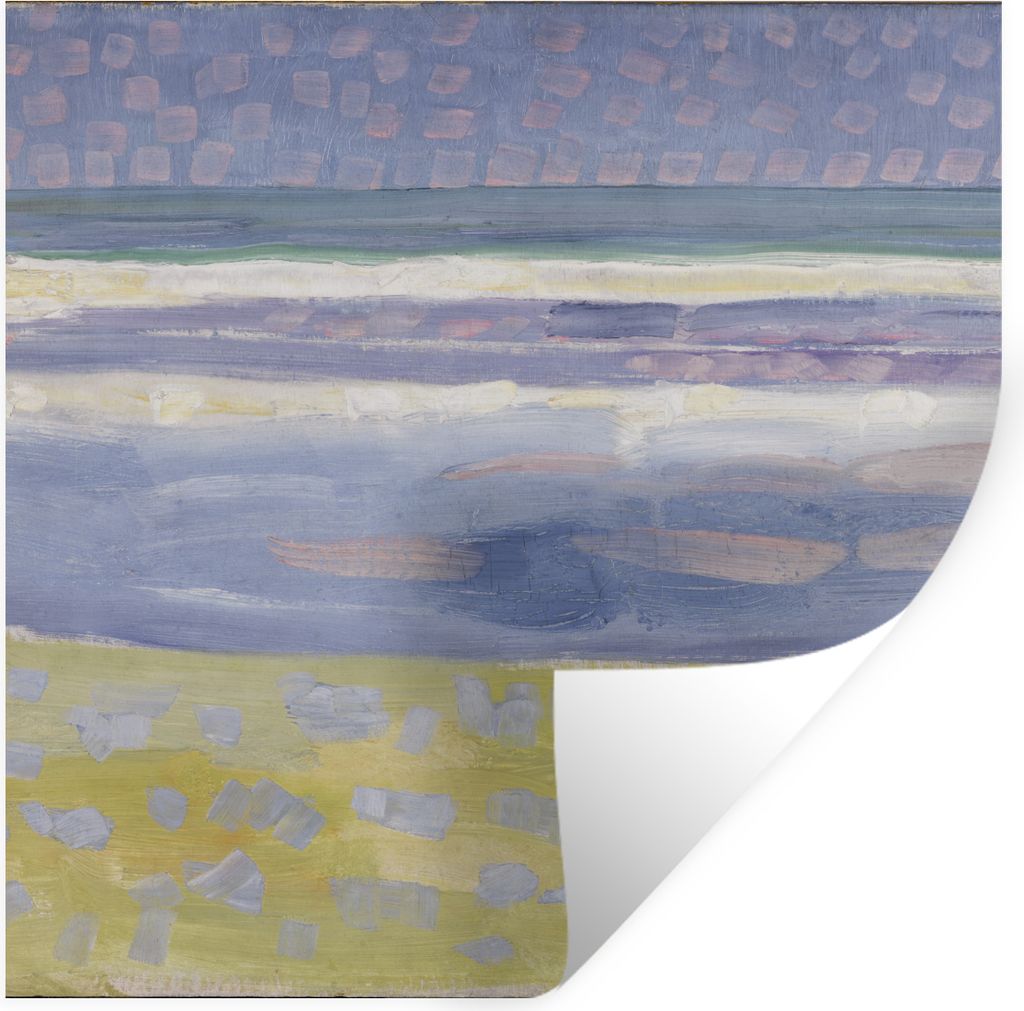 MuchoWow Wandtattoo Wandsticker Wandaufkleber Meer nach Sonnenuntergang - Piet Mondrian 80x80 cm Selbstklebend und Repositionierbar - Wierderverw...