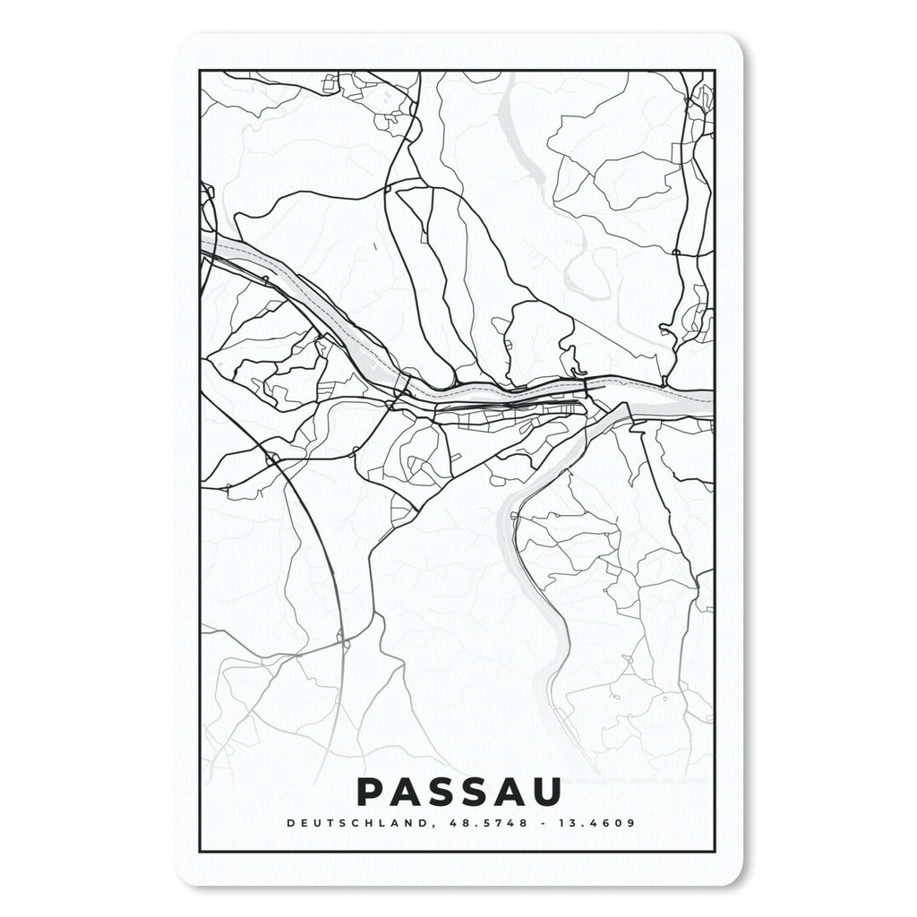 MuchoWow Mauspad Mousepad Karte - Passau - Stadtplan - Karte 40x60 cm - Mousepads - Maus Mat - Pad - Mausunterlage - Schreibtisch Accesoire