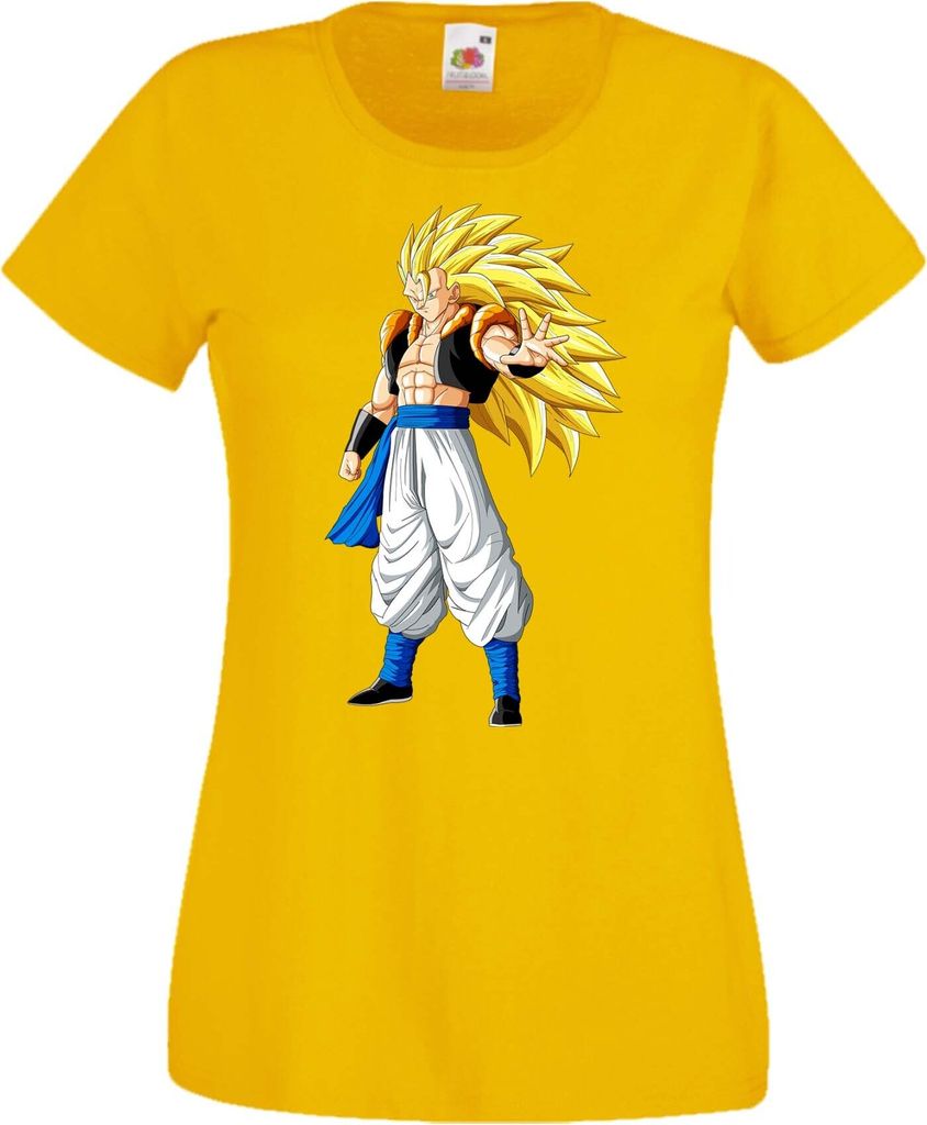 Damen T-Shirt Anime Manga Dragon Anime Manga Ball Z 13 Great Transformation, Lady 2XL / Gelb
