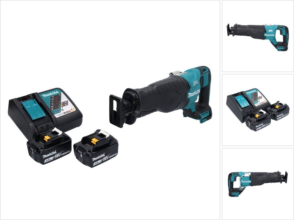 Makita DJR 187 RF Akku Reciprosäge Säbelsäge 18 V Brushless + 2x Akku 3,0 Ah + Ladegerät