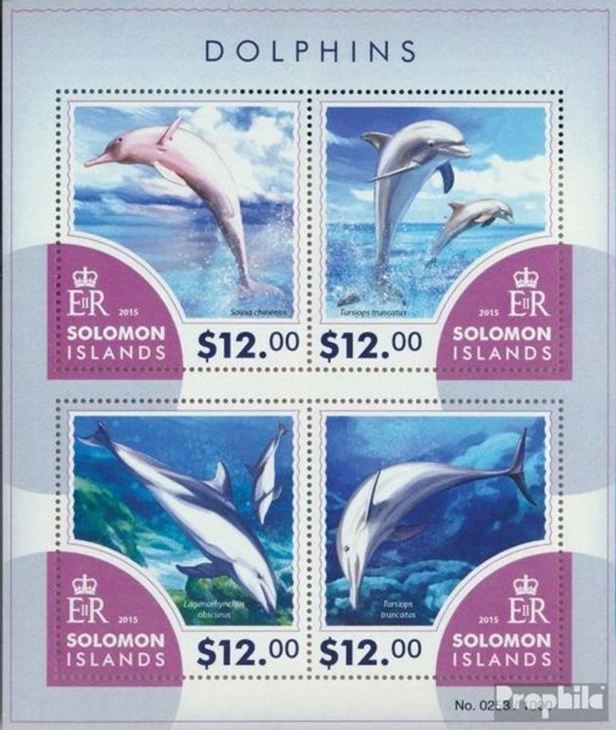 Briefmarken Salomoninseln 2015 Mi 3322-3325 Kleinbogen (kompl. Ausg.) postfrisch Delfine
