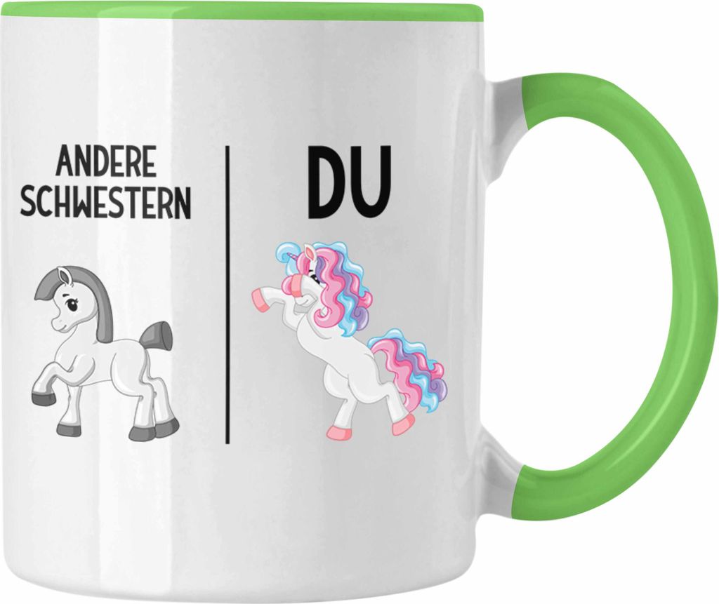 Trendation - Schwester Geschenk Geburtstag Tasse Geschenkideen Tassen mit Spruch für Beste Schwester (Grün)