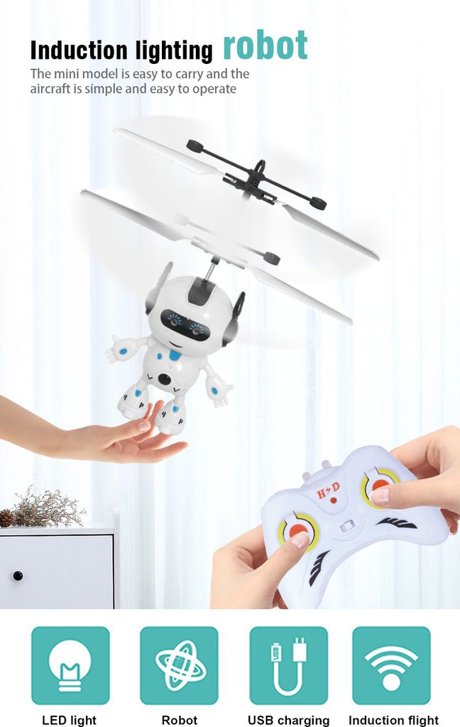 D&I Fliegender Roboter Hubschrauber mit Lichtern Produktbild 