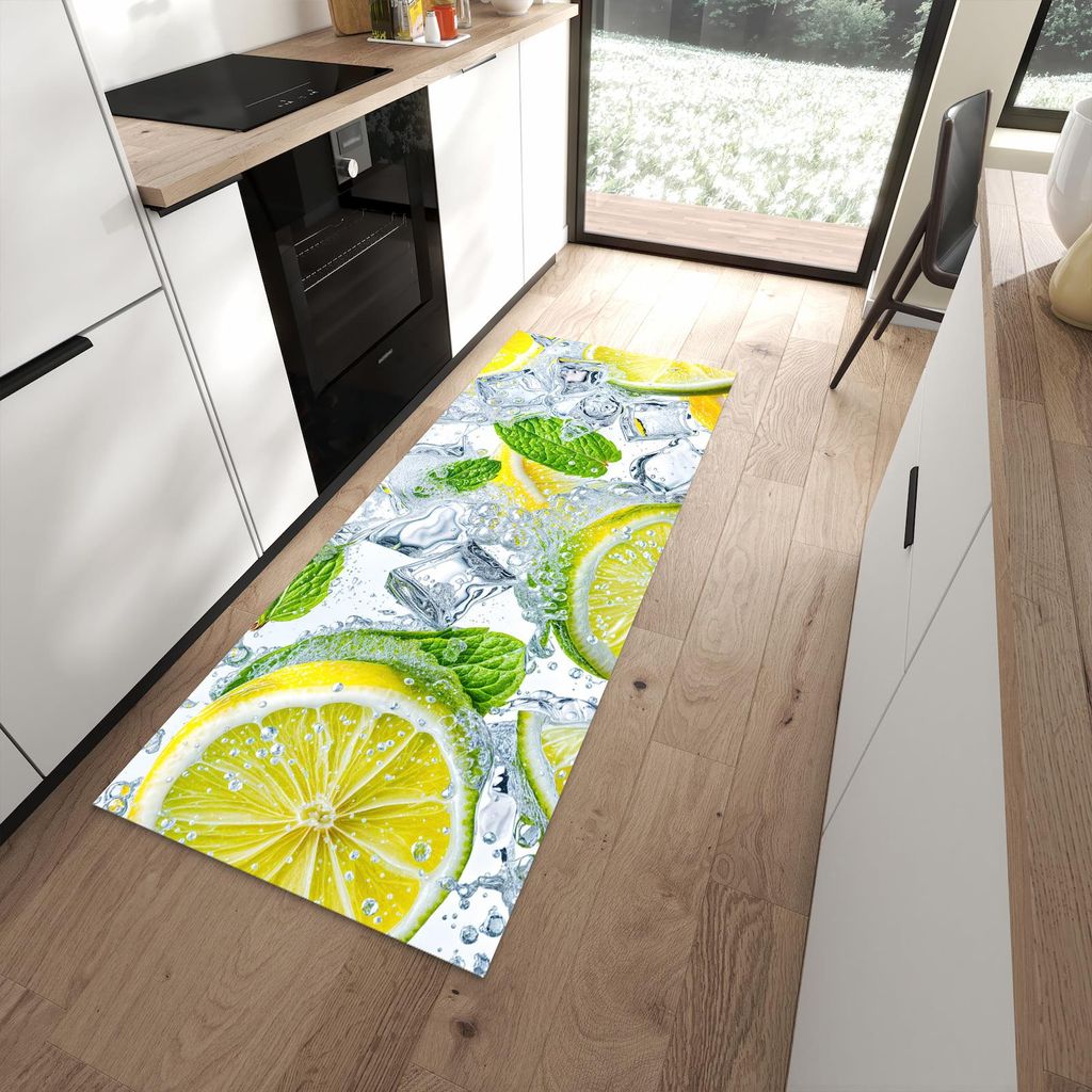 Küchenteppich 80x200cm rutschfest & abwischbar PVC Läufer - Zitrusfrische