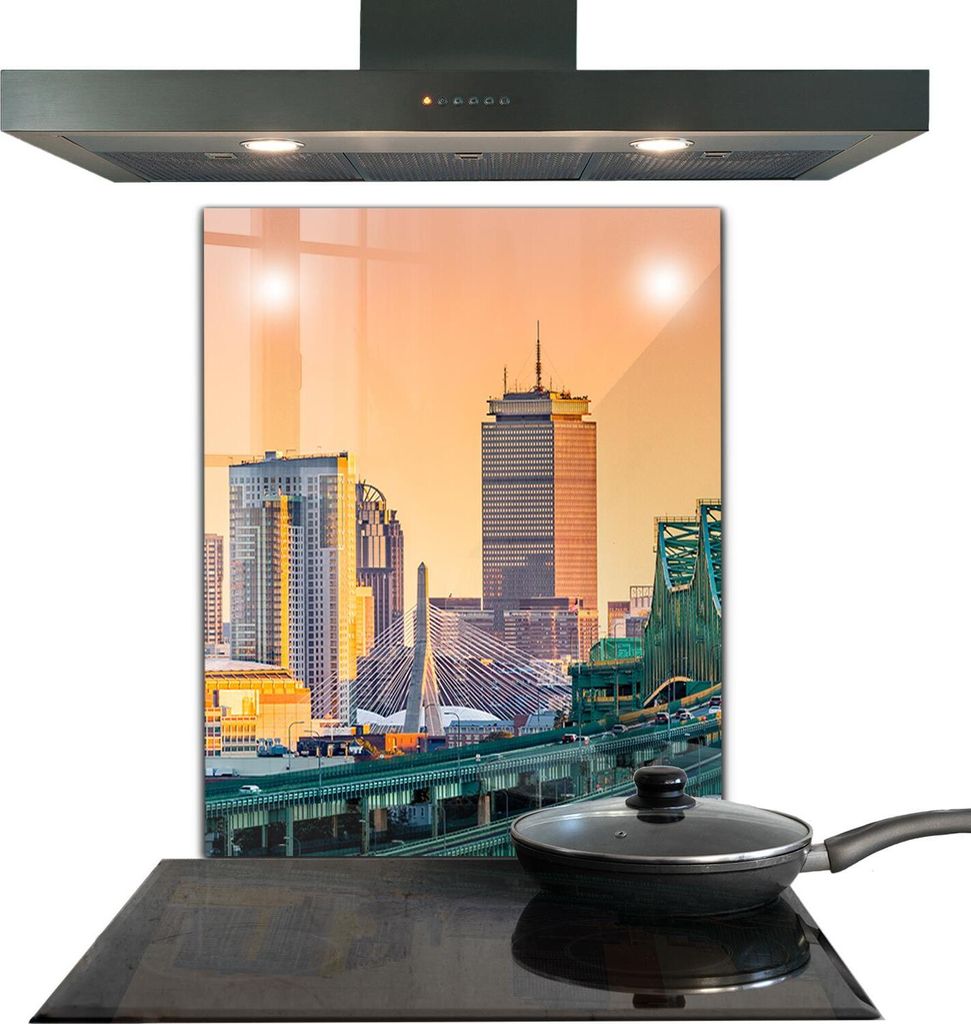 Spritzschutz aus Glas Küchenrückwand - Wandschutz für Herd und Spüle - 60x80 cm - Boston Massachusetts