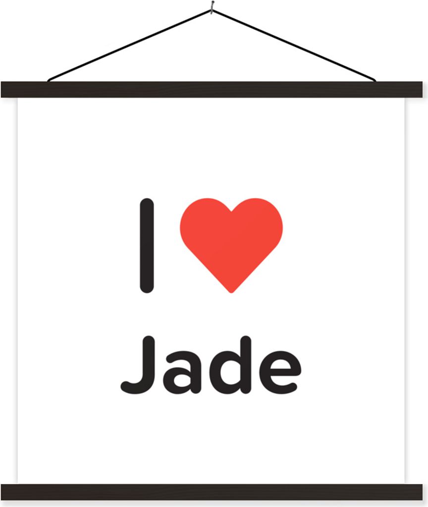 MuchoWow Textilposter Ich liebe - Jade - Mädchen 90x90 cm mit schwarzem Rahmen - Magnetisches