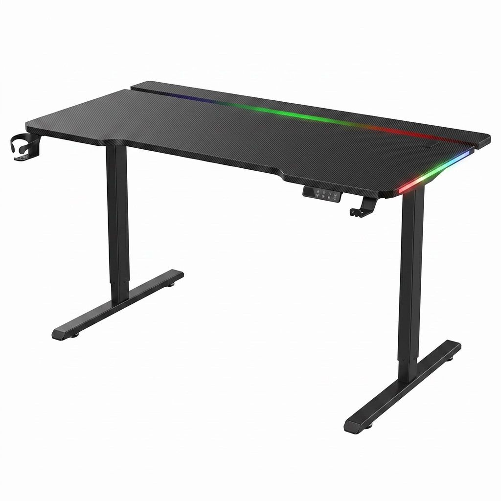 RGB-Gaming-Tisch 120 x 60 cm |Carbon-Optik X-förmiges Produktbild 