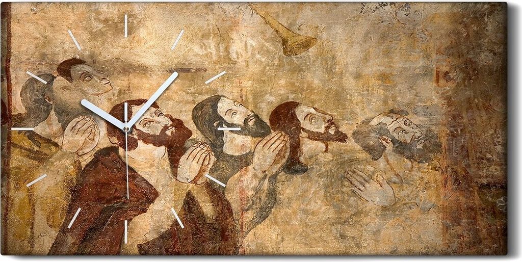 Dekor Leinwand Uhr Wandbilder Geräuschlos 60x30 Fresko in Alquezar Spanien - weiße Hände