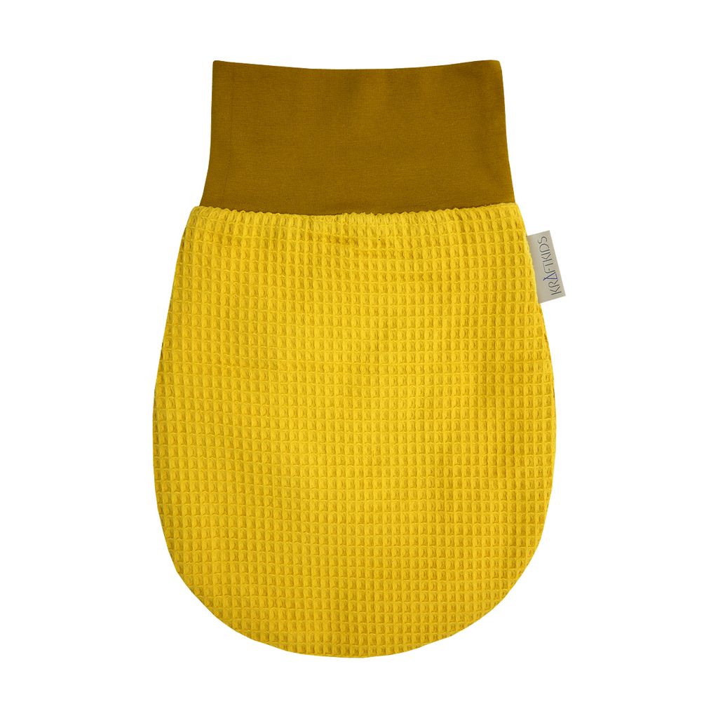 KraftKids Strampelsack Herbst Winter Waffel Piqué mustard 60 cm lang (6-12 Monate)