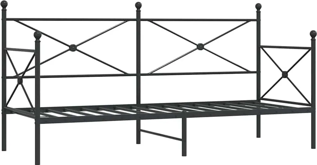 Lit de jour 75x190 cm cadre métallique noir robuste et gain de place