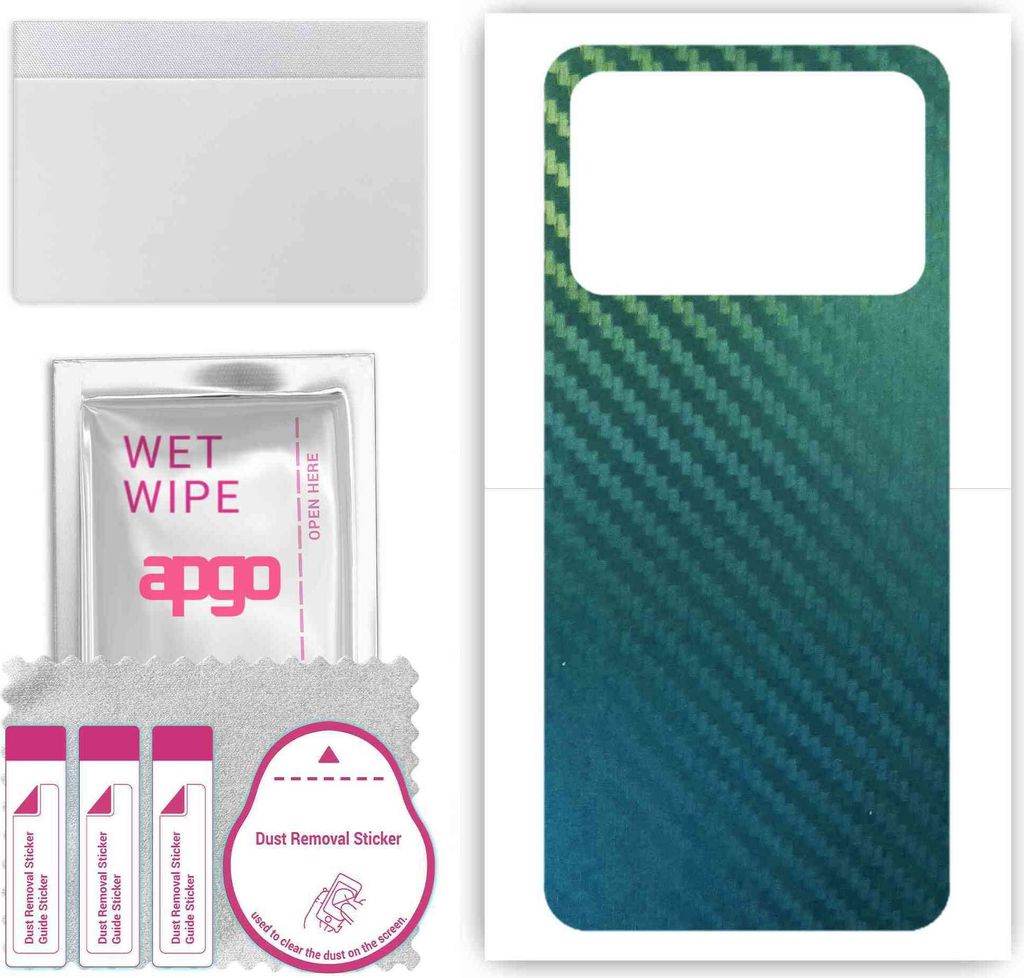 apgo Rückseite Schutzfolie, Skin, kompatibel mit Poco X5 5G, Hinten Displayschutzfolie aus Vinylfolie, kratzfest, einfache Montage - Kohlenstoff-C...