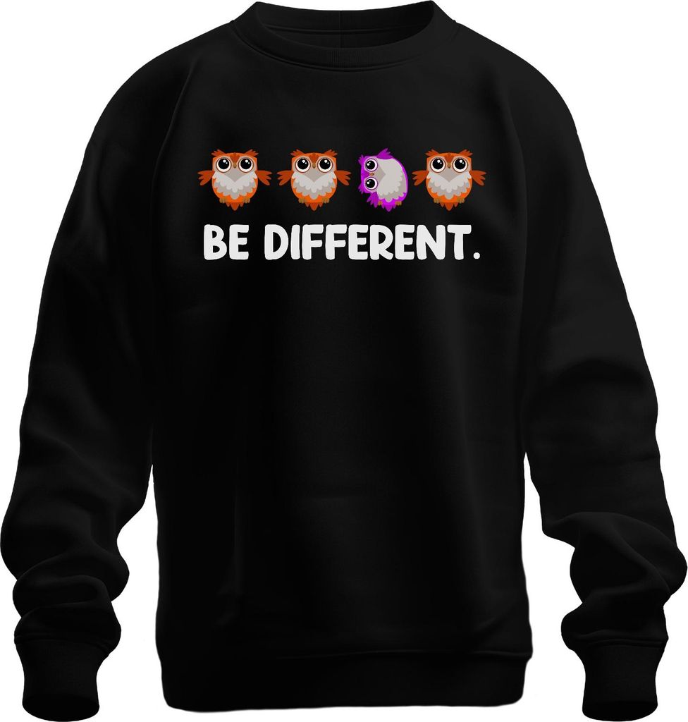 Be Different Eule Autismus niedlich Anderssein einzigartig mut Uni Sweatshirt Pullover, Schwarz, 3XL