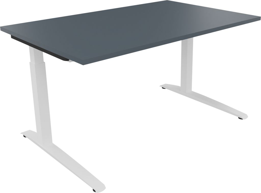 Schreibtisch Kufe Einzels. Quadrat B1400xT900xH650-850 ws/Lavagrau