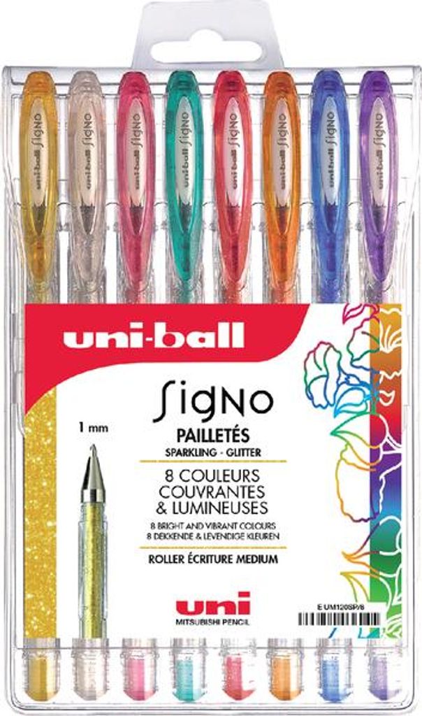Uni-ball Glitzer Gelstift Set - 8 Farben - Signo kreative Stifte