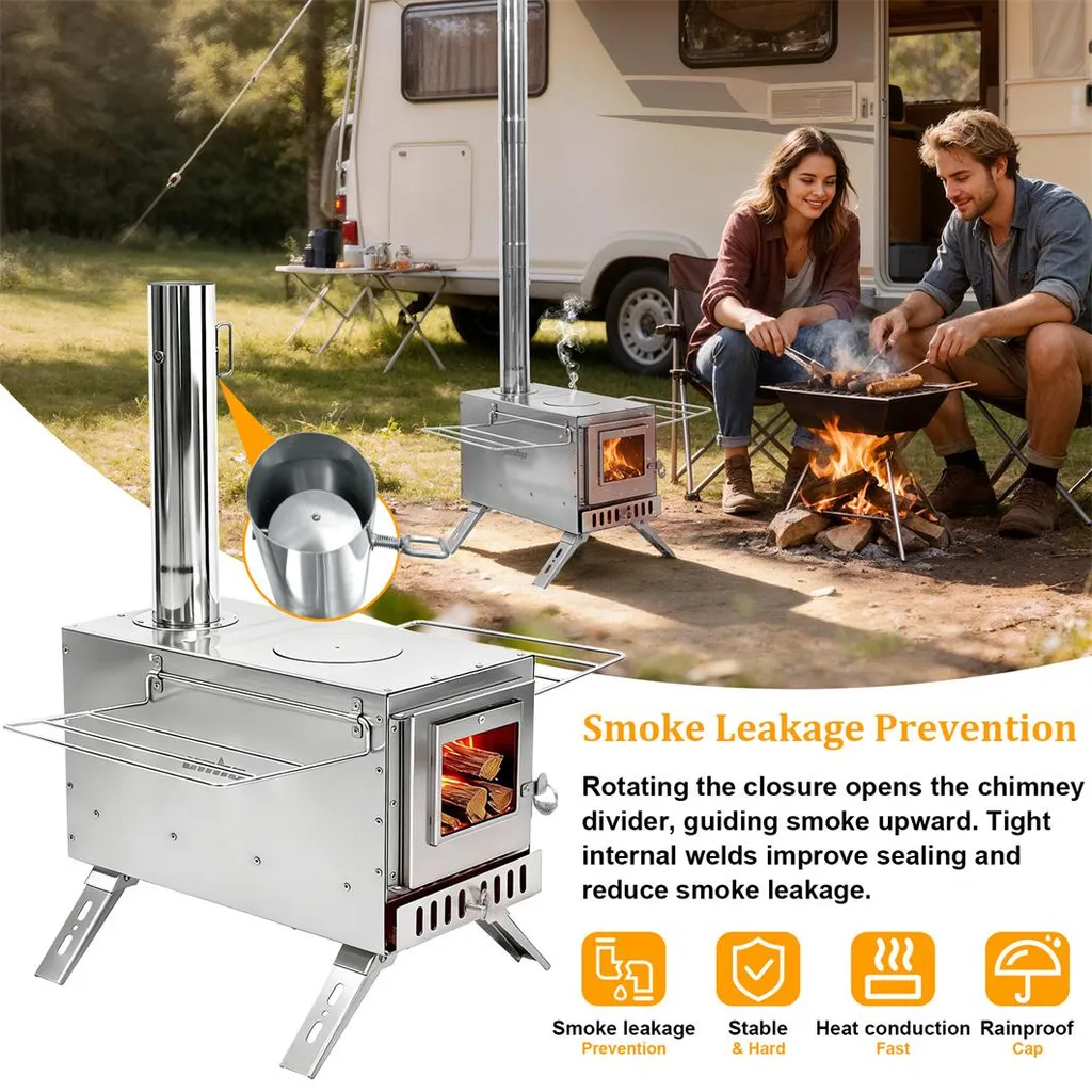 Poêle à Bois Inox avec 7 Conduits Modulables pour Chauffage Extérieur - 10
