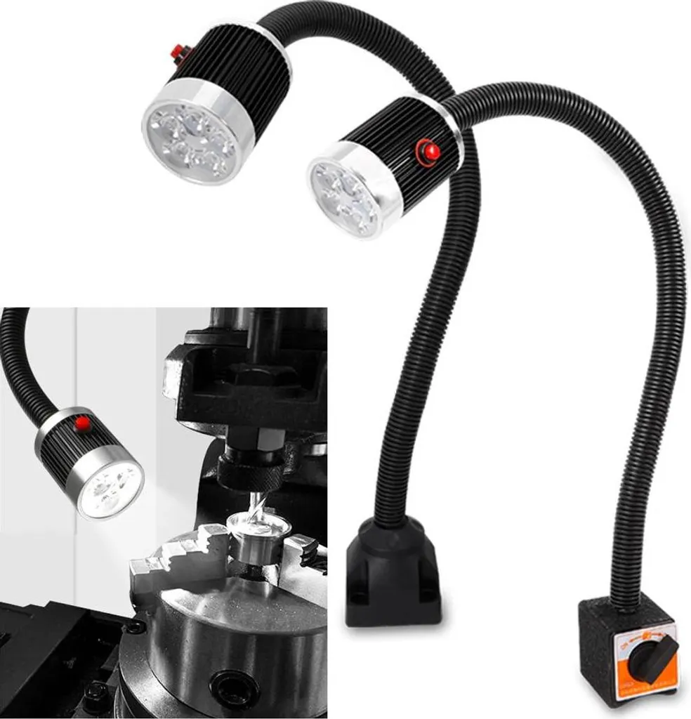 Lampe machine CNC LED 5W 220V avec socle fixe et bras flexible noir - 2