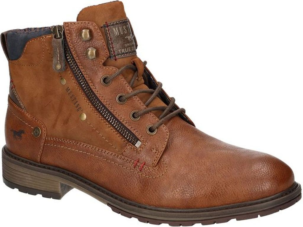 Mustang Herren Stiefelette Schnürboots Zierreißverschluss 4140-506, Größe:41 EU, Farbe:Braun