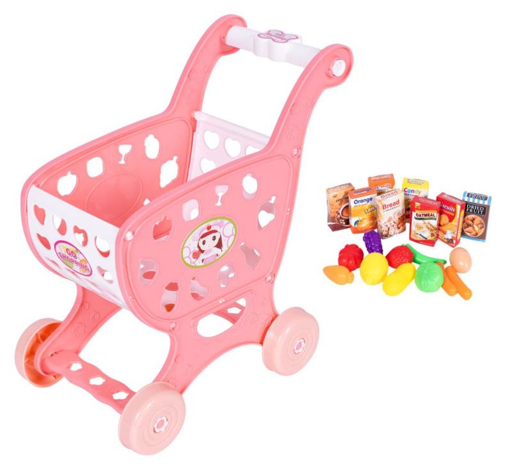MultiStore 978-2 Kinderwinkelwagen met 18 accessoires, roze Productafbeelding 