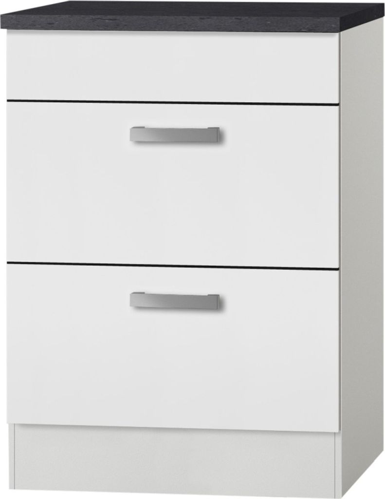 Küchen Schubladenunterschrank mit Arbeitsplatte Oslo UC636-9 in weiß 60 cm breit