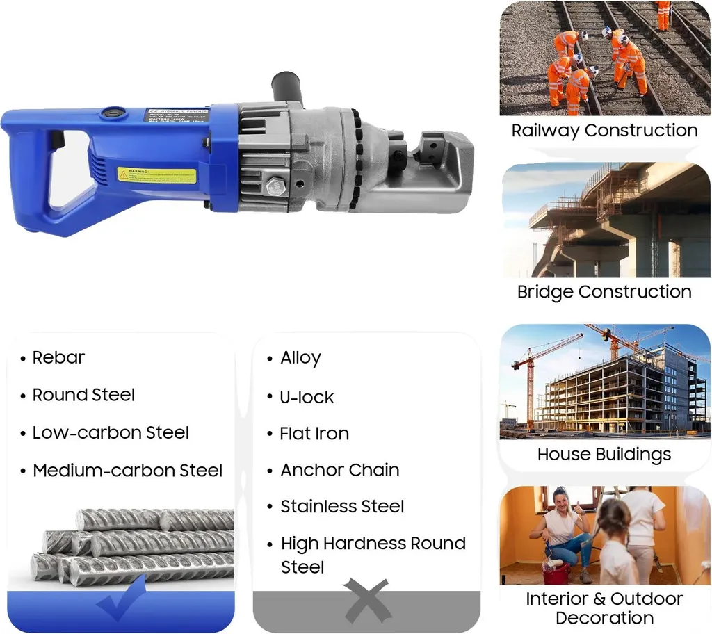 Trancheuse d'armatures 900W avec tête rotative - Puissance et bleu intense