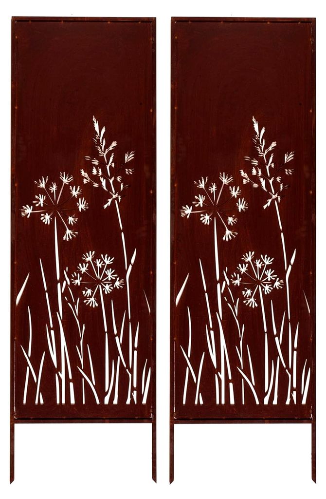 Kapaga - 2x Sichtschutz aus Metall - 160 cm x 50 cm - Edelrost - Rostoptik für den Garten - Sichtschutzelement - Sichtschutzwand - Gartendekoratio...