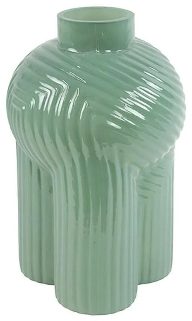Grand vase à fleurs en verre vert 30cm pour décoration de table salon