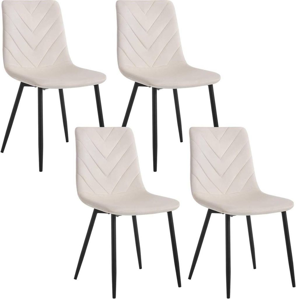 EUGAD Esszimmerstühle 4er Set, Samtstuhl mit Metallbeinen, Creme