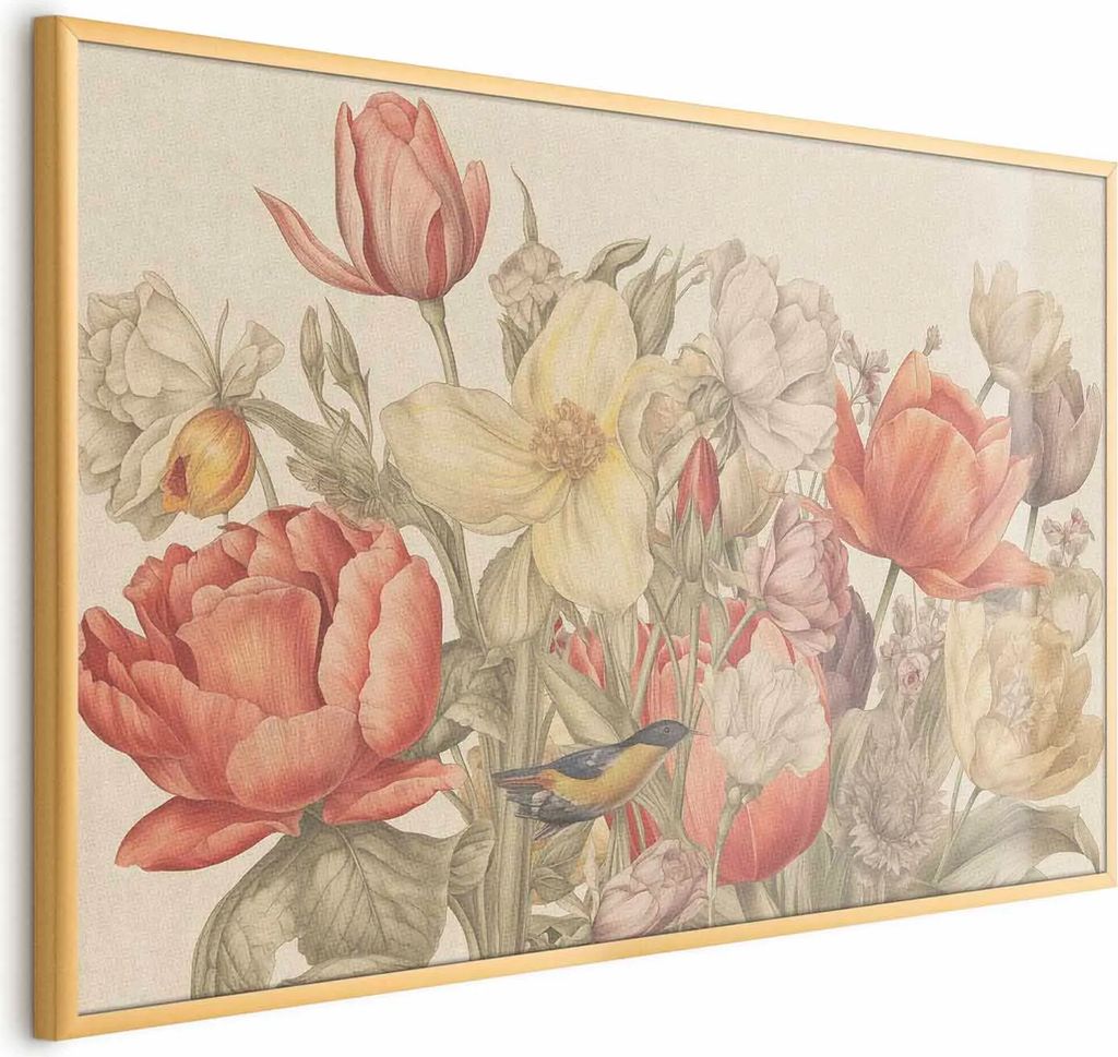 Posterpapier Poster - Flower Bouquet on a Cream Background 90x60 cm Blumen b-H-10034-ao-a