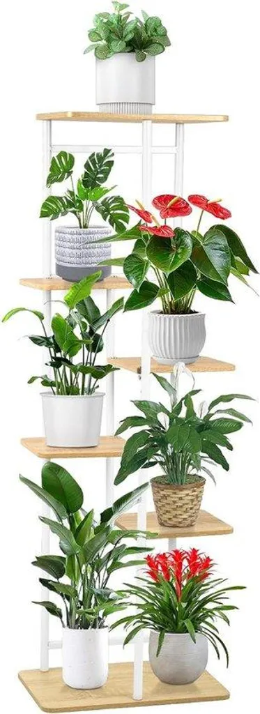 Support plantes métallique 116 cm à gradins - Étagère fleurs 6 étages
