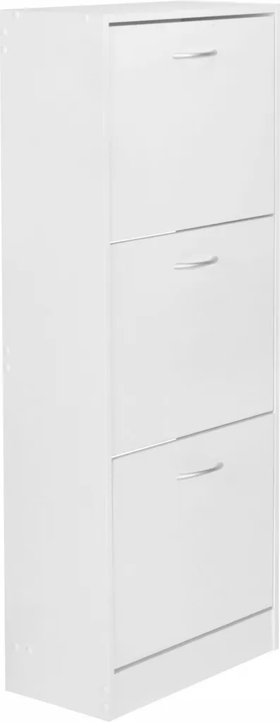 Armoire à chaussures BELLA - Meuble 3 compartiments rabattables blanc - 4