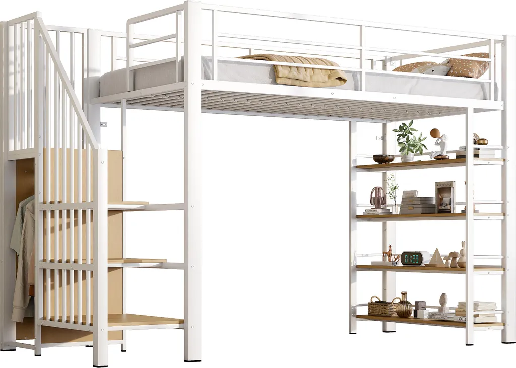 Lit mezzanine 90x200 pour ranger une chambre d'ado avec armoire blanche