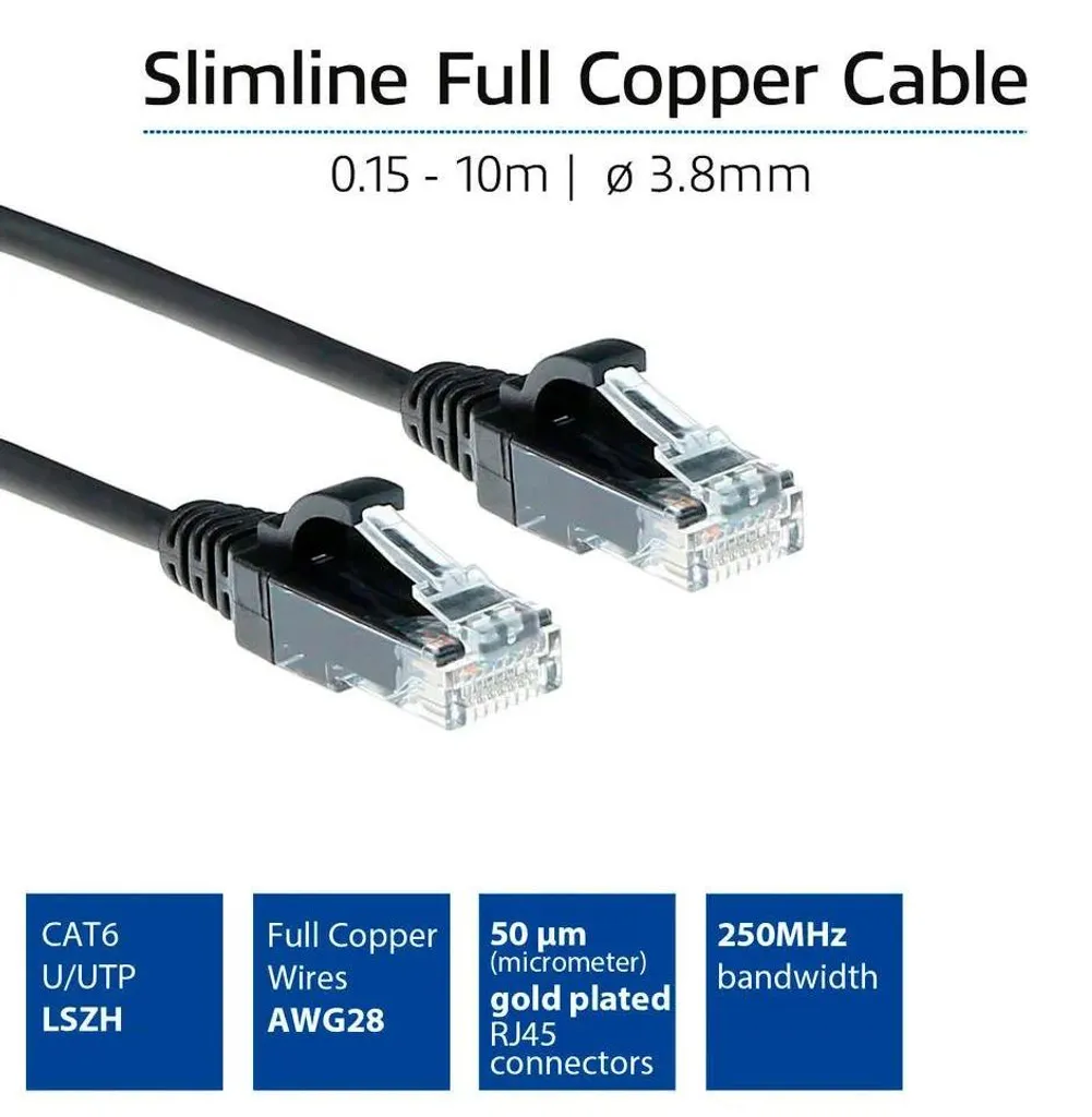 Câble patch CAT6 5m ACT pour armoire réseau compacte et datacenter noir - 8