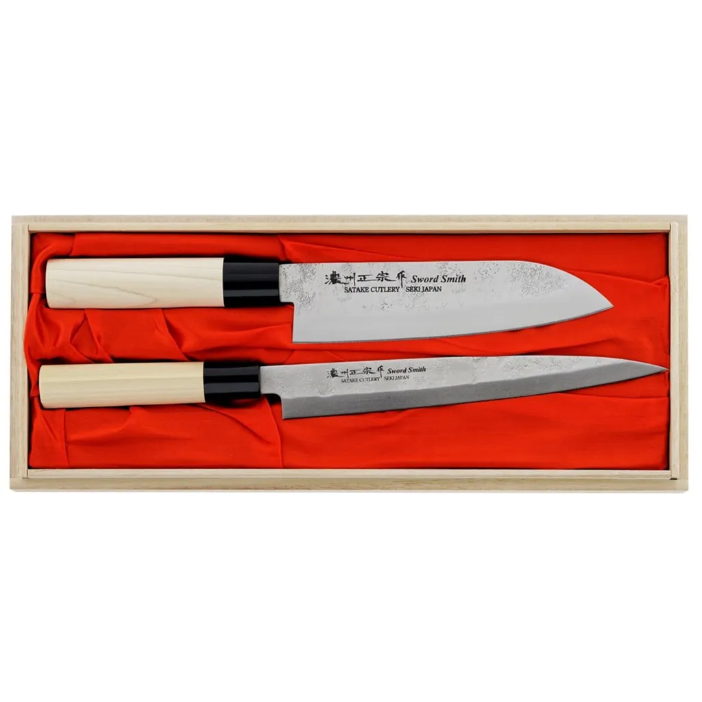 Set Coltelli Satake Nashiji Santoku + Sashi HG8141W Professionali