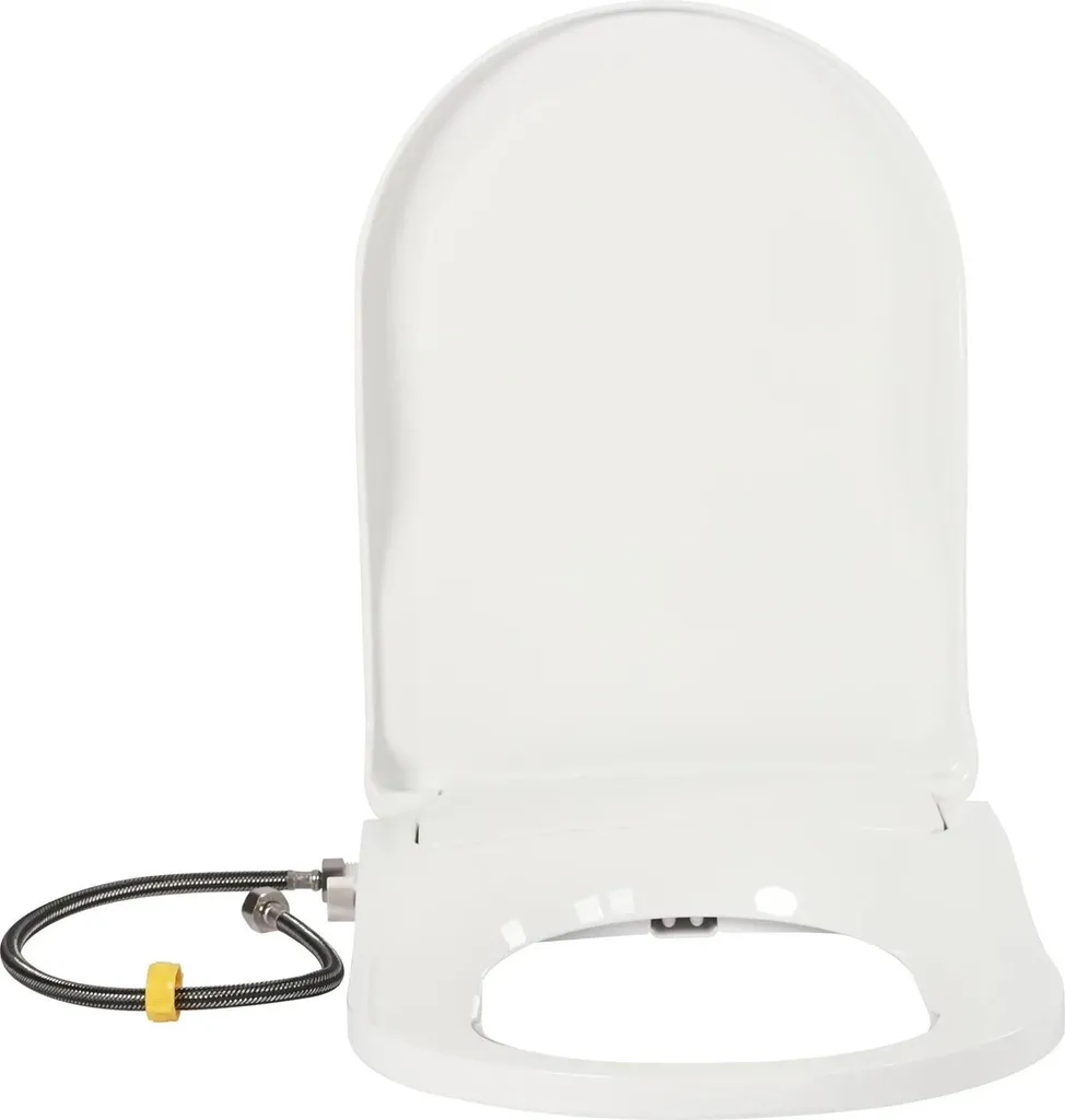 Siège de bidet forme D non électrique à double buse autonettoyante blanc