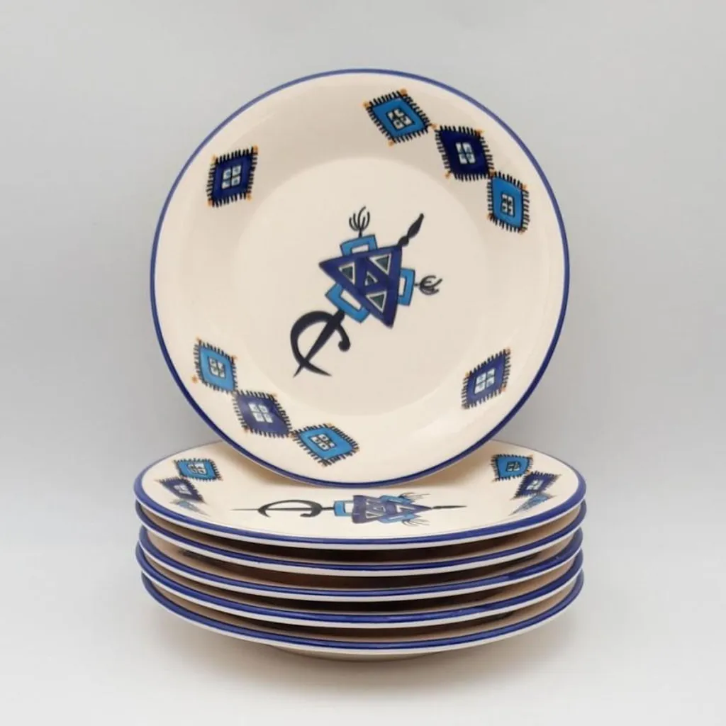 Set 6 Piatti Piani 24cm Blu Sahel | Design Moderno per Tavola Chic