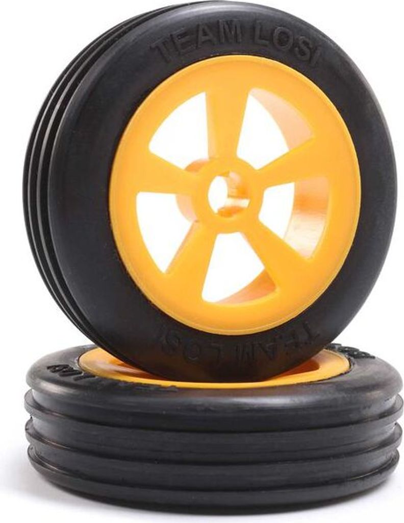 Losi Rib Front Reifen, Mounted, Orange (2): Mini JRX2