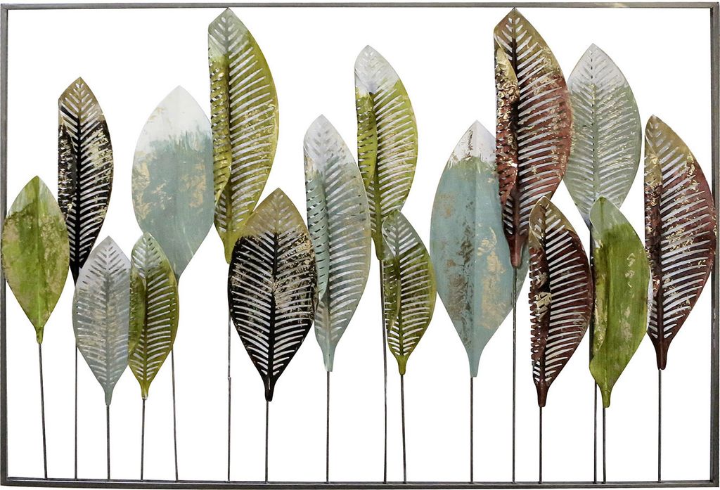 GILDE Relief Wandrelief Palmleaf grün, braun, gold H. 70 cm,74867