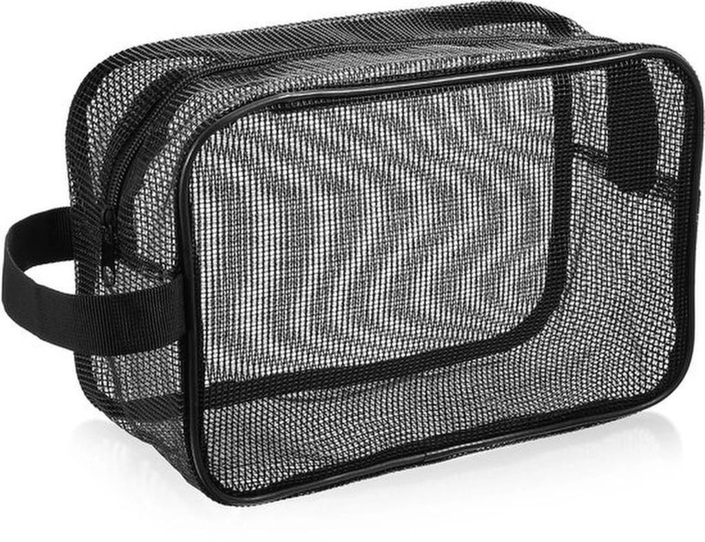 Draagbare en schnell trocknende Mesh-Toiletertas mit Reißverschluss und Griff