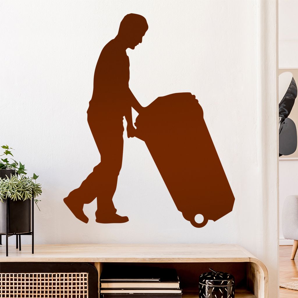 Müllmann Tonne Figur Wandtattoo Wandaufkleber Wall Sticker - Dekoration, Küche, Wohnzimmer, Schlafzimmer, Badezimmer