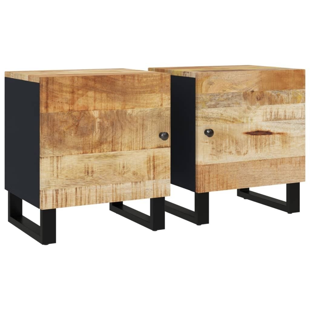 Möbel Nachttisch, 2er Set, Beistelltisch, - multifunktional& Moderne - 40x33x46 cm Massivholz Mango - Nachttische & -schränke CLORIS6236348