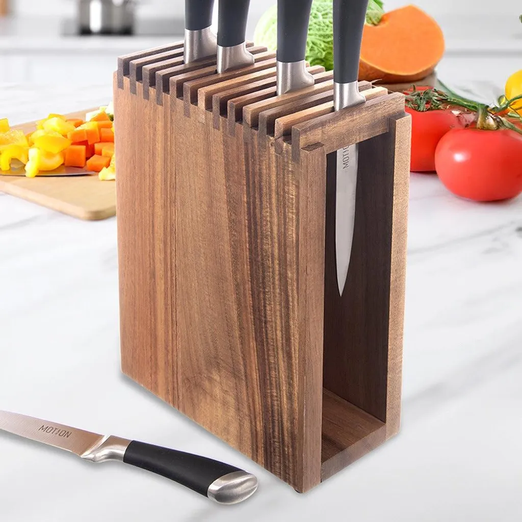 Porte-couteaux en bois de hêtre à compartiments multiples modulables