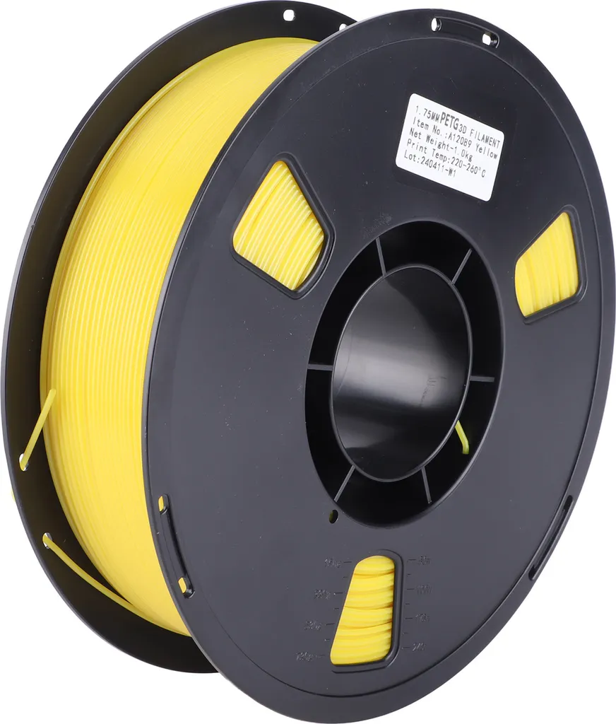 Consommable impression 3D jaune en filament PETG 1.75mm résistant