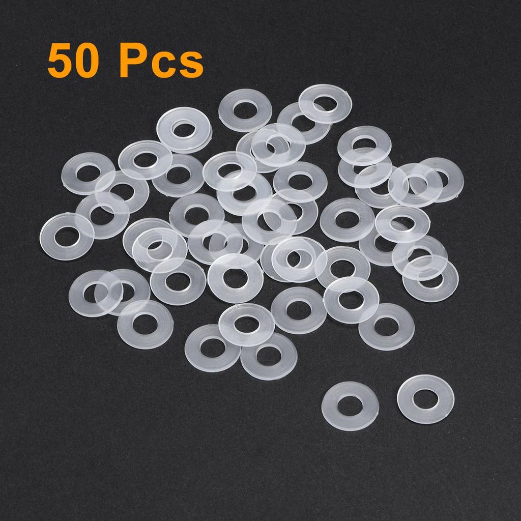 50 Stk. Flache Unterlegscheibe Nylon M6 Dichtung 13mm AD 6mm ID 1mm Dicke Klar fš¹r Wasserhahn Rohr Wasserschlauch Isolierung Schrauben