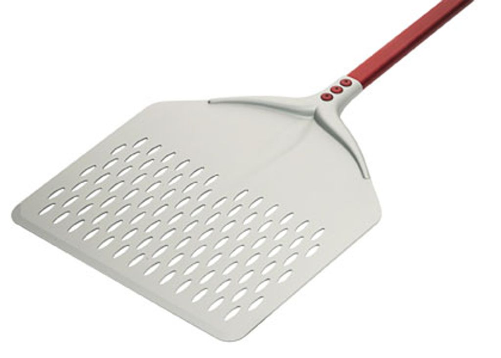 Contacto Pizzaschaufel, perforiert, 32 x 33 cm, 120 cm Stiel, stabile Qualität, eloxiertes Aluminium