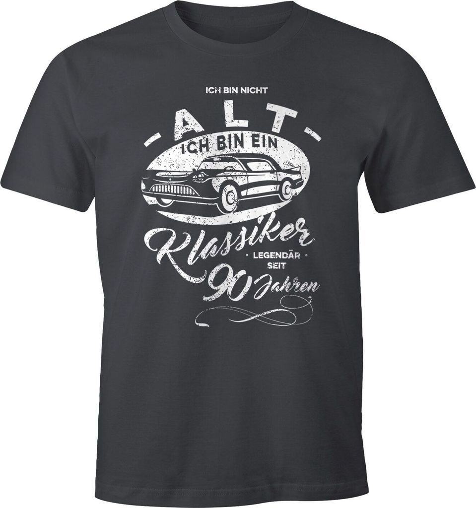 Herren Geschenk T-Shirt Geburtstag Ich bin nicht alt Ich bin ein Klassiker Auto Oldtimer Spruch 30-90 Jahren Moonworks 90 dunkelgrau L