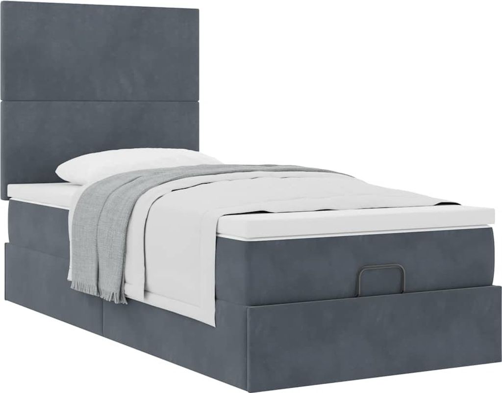 Ottoman-Bett mit Matratzen Dunkelgrau 90x190 cm Samt